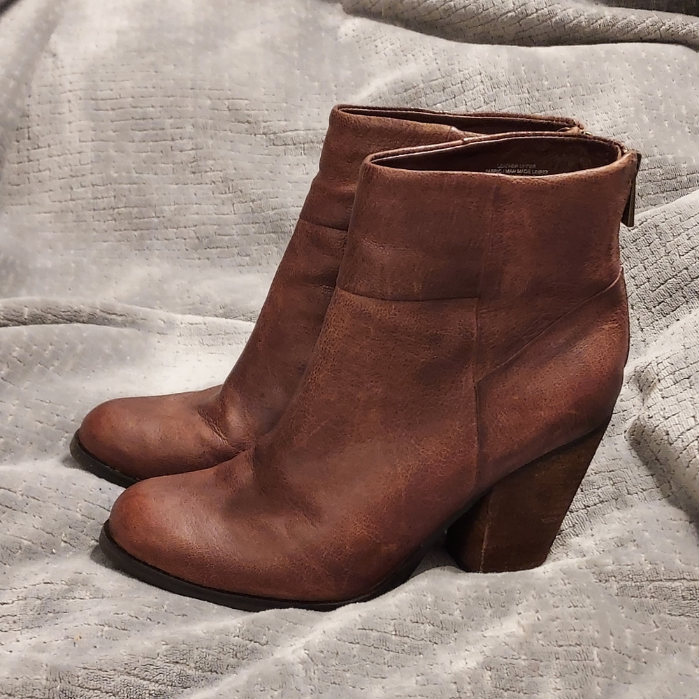 Arturo Chiang Shoes Womens Hadley Brown Leather Ankle Boots Booties 7 Boho